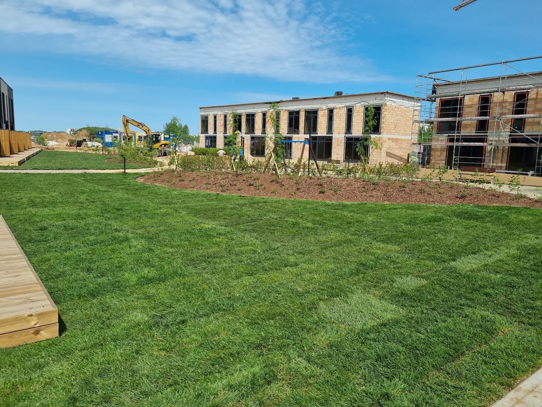 Landscaping at a construction project site